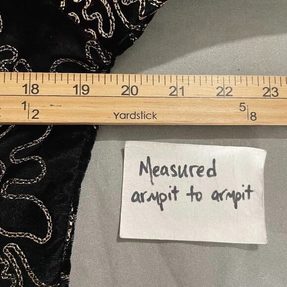 Vintage Size Medium Petite Soutache Gold Black Velvet Jacket Victorian Regency - Picture 8 of 12